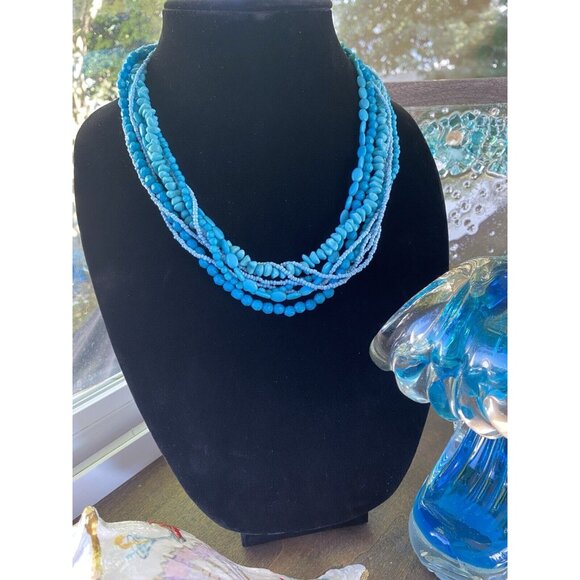 9 Strands Turquoise Style Necklace Vintage Necklace Antique Necklace - Picture 2 of 16